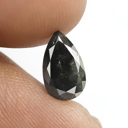 1.47 CT Pear Shape Salt and Pepper Diamond, Natural Gray Black Loose Earth Mined Diamond