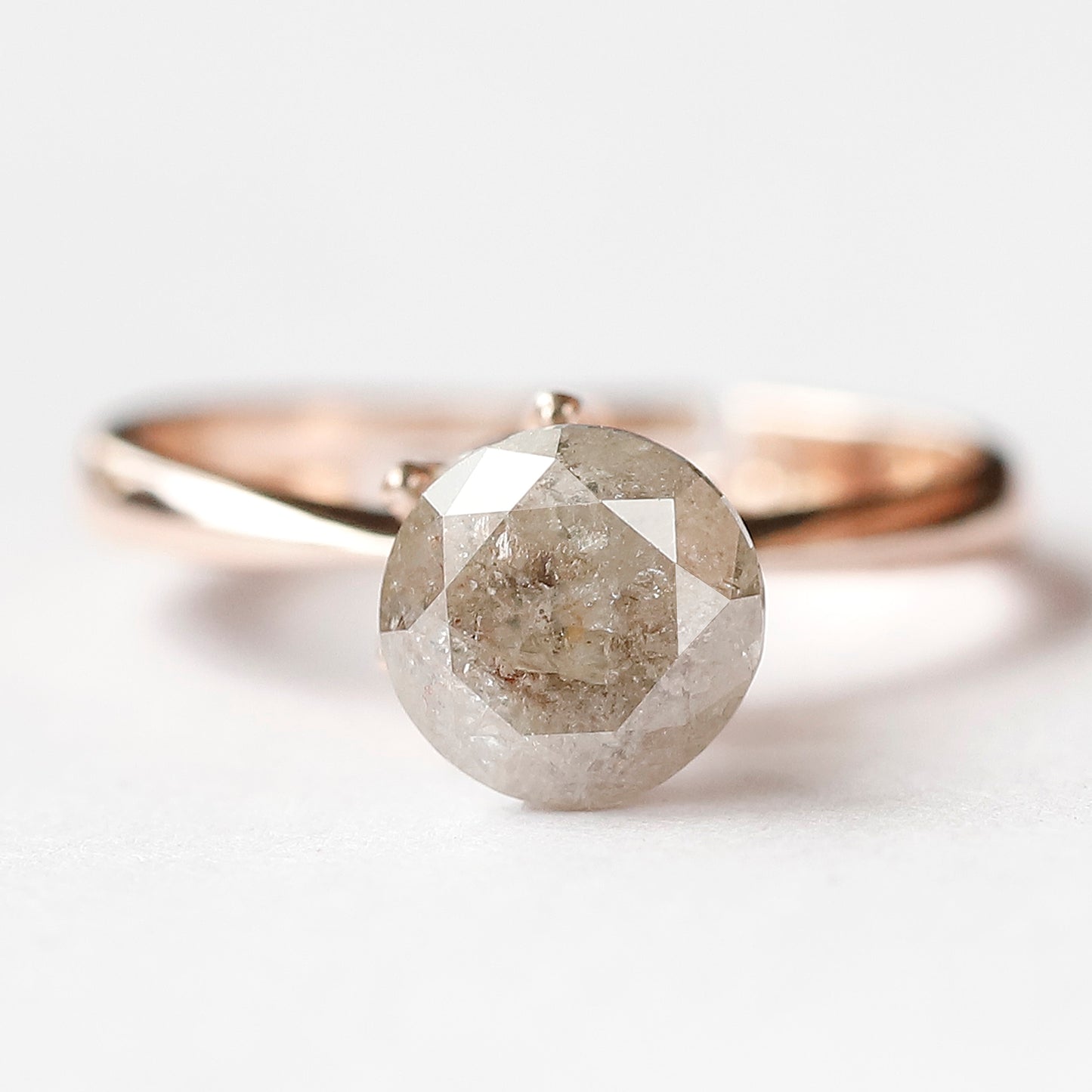 Natural 2.38 CT Round Brilliant cut Salt and Pepper Diamond, 7.60 x 7.60 mm Loose Rustic Diamond for Custom Engagement Ring