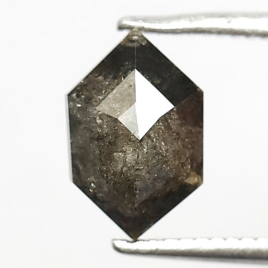1.40 CT Hexagon cut Salt and Pepper Diamond, Natural Gray Black Loose Ethical Diamond For Custom Pendant and Ring