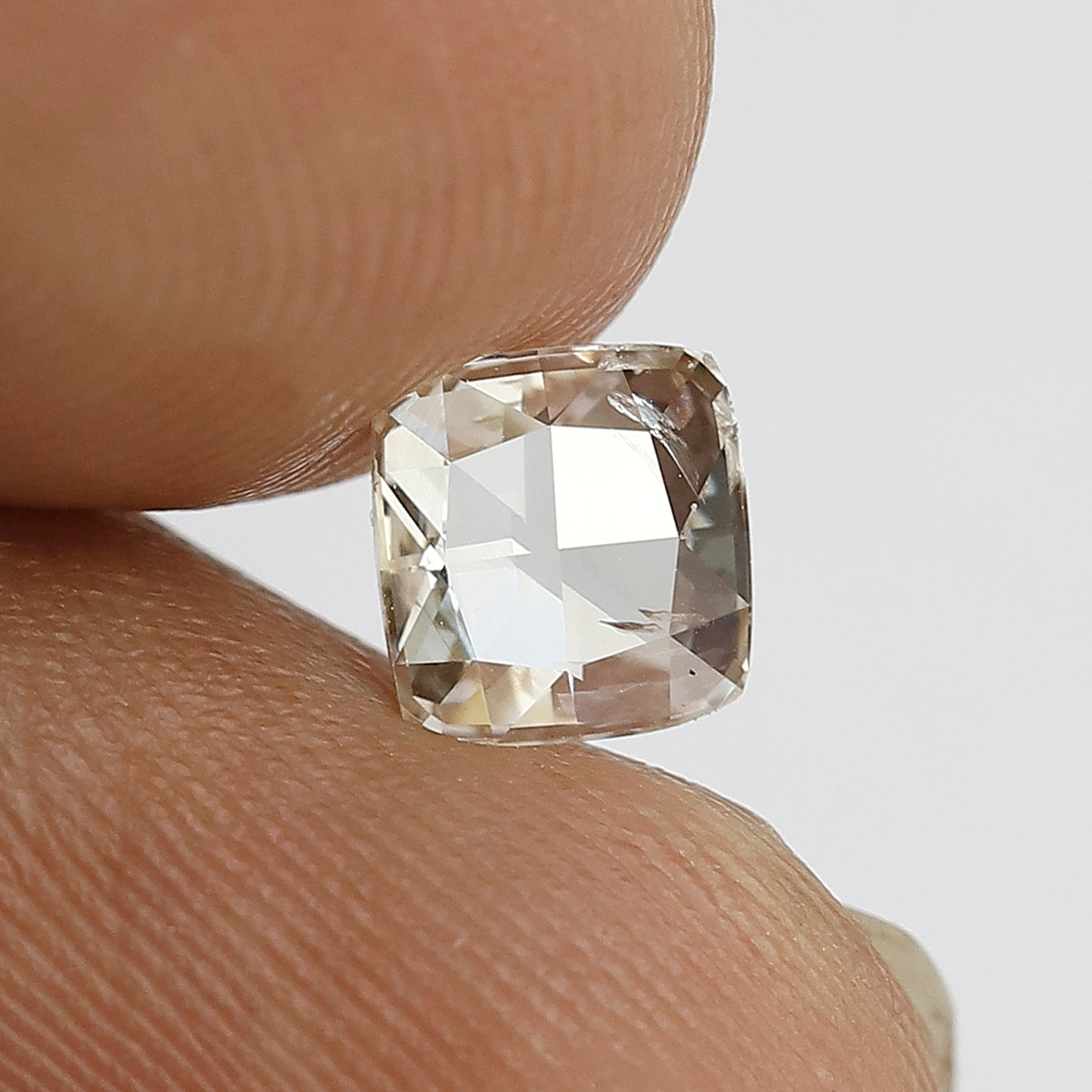 0.76 CT Cushion cut Rose cut Diamond 6 mm Light Brown color Si Clarity Loose Diamond