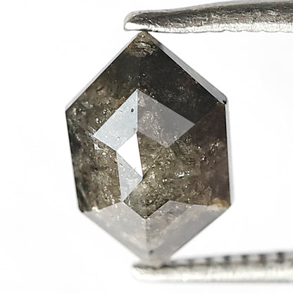 1.40 CT Hexagon cut Salt and Pepper Diamond, Natural Gray Black Loose Ethical Diamond For Custom Pendant and Ring