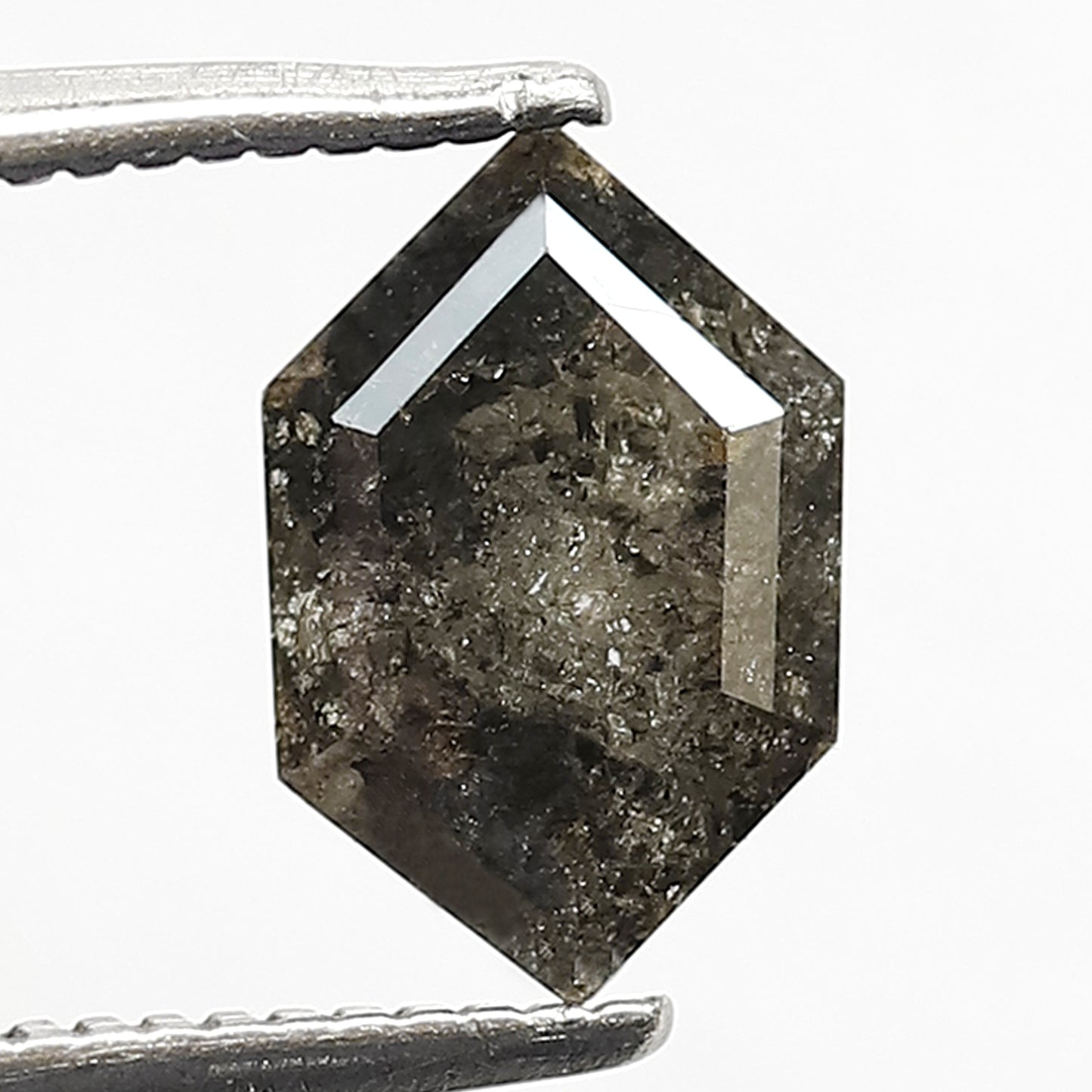 1.40 CT Hexagon cut Salt and Pepper Diamond, Natural Gray Black Loose Ethical Diamond For Custom Pendant and Ring