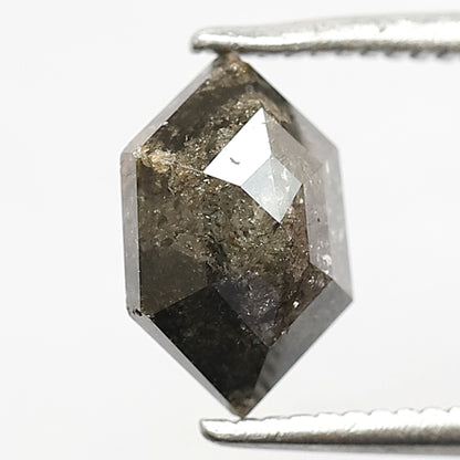 1.40 CT Hexagon cut Salt and Pepper Diamond, Natural Gray Black Loose Ethical Diamond For Custom Pendant and Ring
