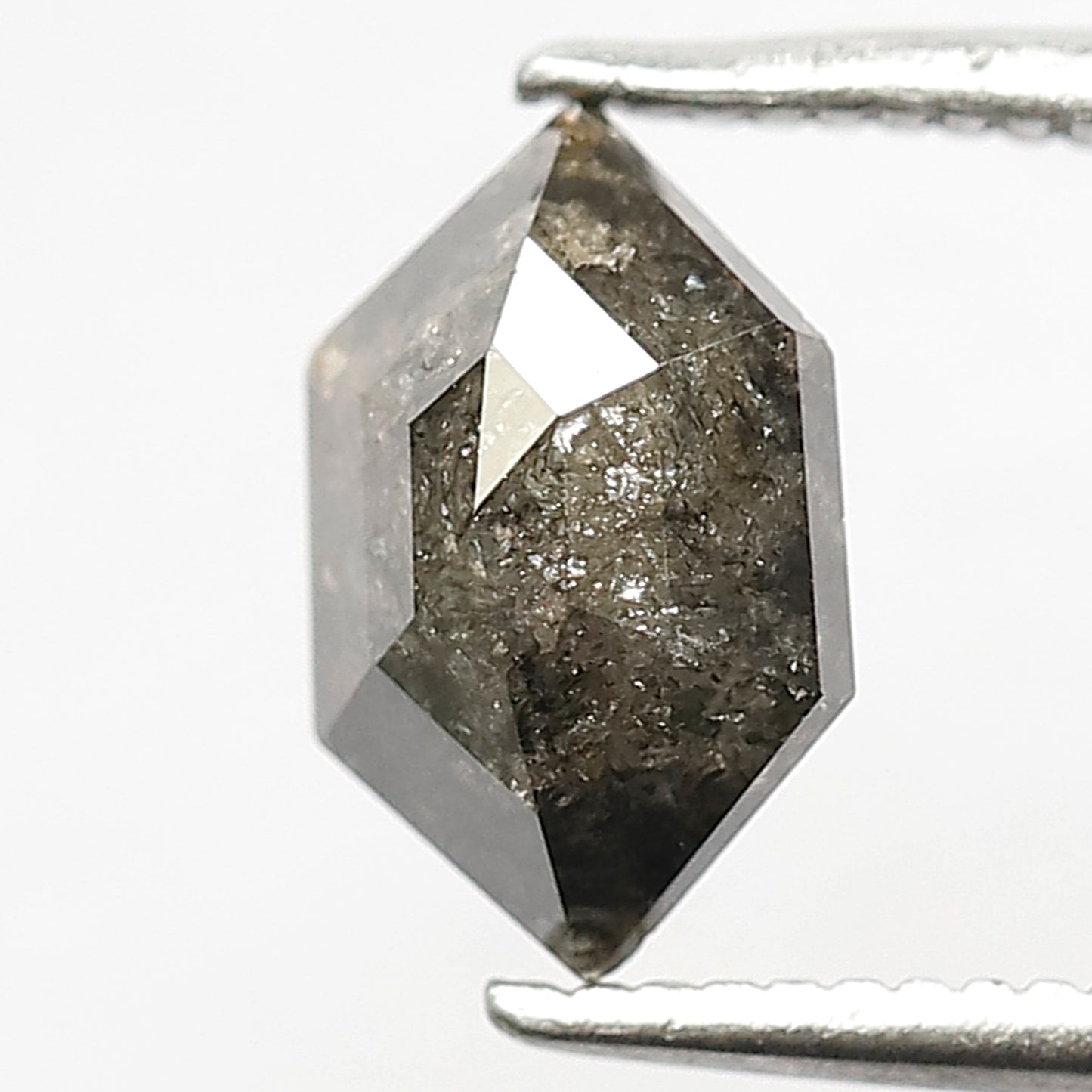 1.40 CT Hexagon cut Salt and Pepper Diamond, Natural Gray Black Loose Ethical Diamond For Custom Pendant and Ring
