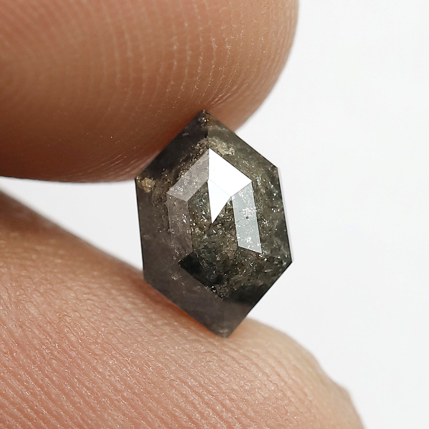 1.40 CT Hexagon cut Salt and Pepper Diamond, Natural Gray Black Loose Ethical Diamond For Custom Pendant and Ring