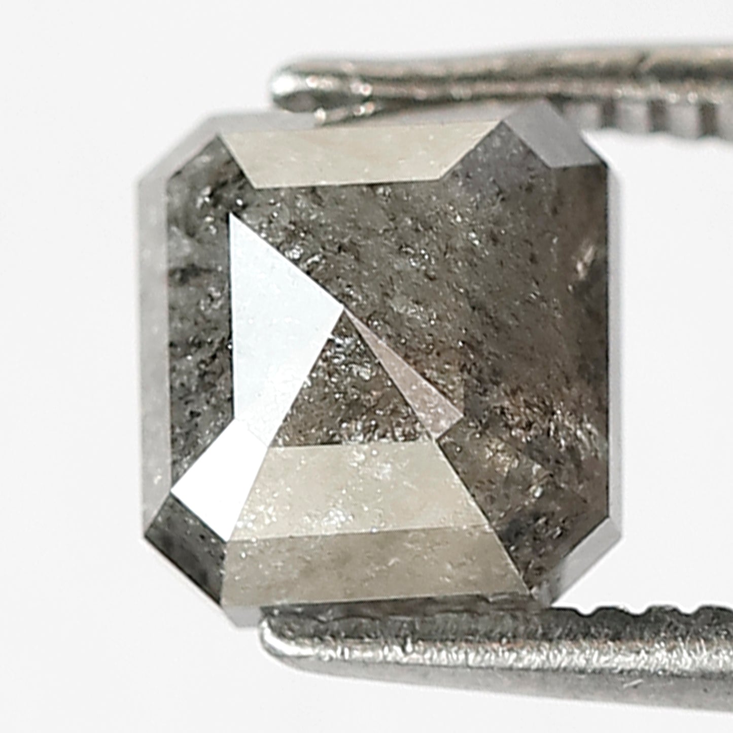 Loose 1.78 CT Gray Black Asscher Cut Diamond, Natural Salt and Pepper Ethical Diamond for Ring Making