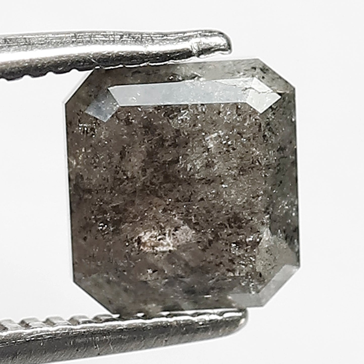 Loose 1.78 CT Gray Black Asscher Cut Diamond, Natural Salt and Pepper Ethical Diamond for Ring Making