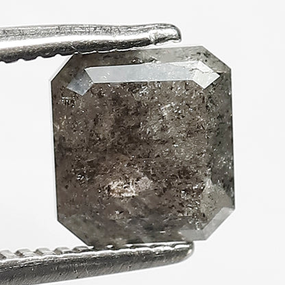 Loose 1.78 CT Gray Black Asscher Cut Diamond, Natural Salt and Pepper Ethical Diamond for Ring Making