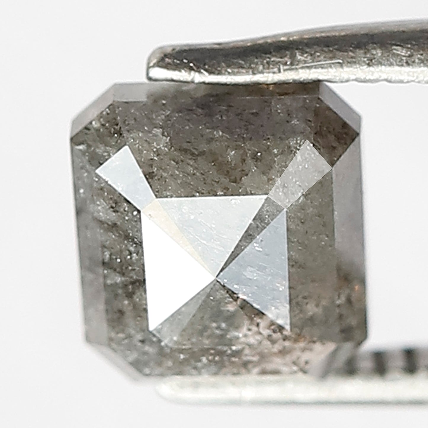 Loose 1.78 CT Gray Black Asscher Cut Diamond, Natural Salt and Pepper Ethical Diamond for Ring Making