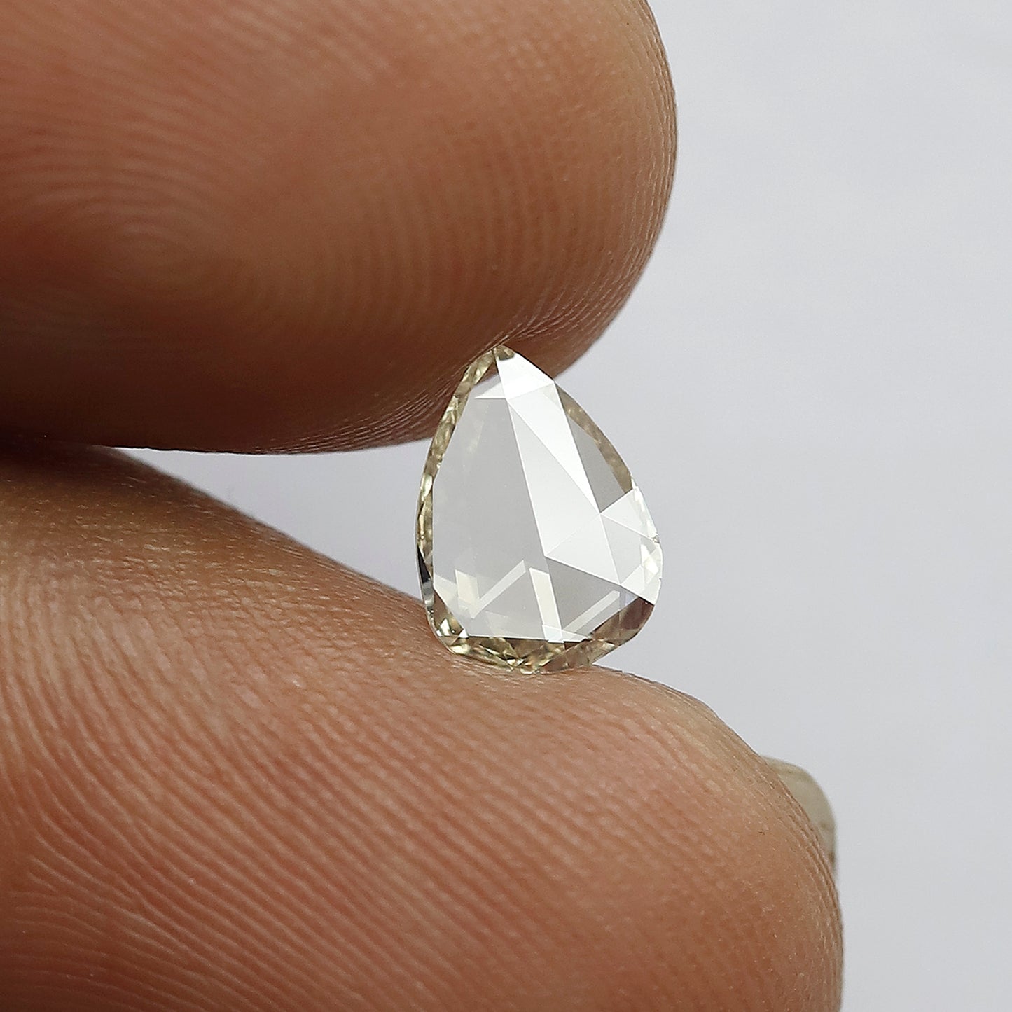 0.48 CT Stunning Pear shape Rose Cut VS Clarity With Light Yellowish Color Fully Polished Flat Back Natural Diamond for making a custom ring