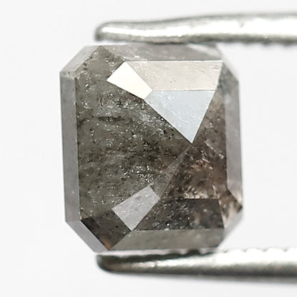 Loose 1.78 CT Gray Black Asscher Cut Diamond, Natural Salt and Pepper Ethical Diamond for Ring Making