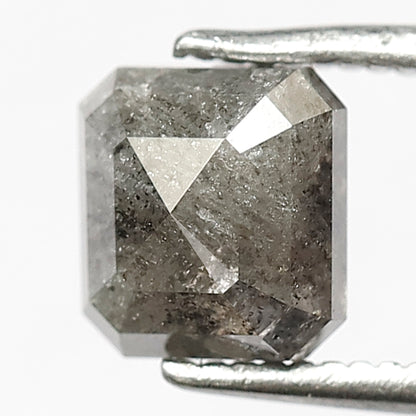 Loose 1.78 CT Gray Black Asscher Cut Diamond, Natural Salt and Pepper Ethical Diamond for Ring Making