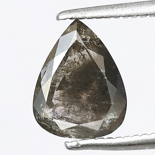 1.29 CT Pear Shape Salt and Pepper Loose Diamond, 8.60 x 6.70 mm Natural Gray Black Loose Diamond For Wedding Ring and Jewelry