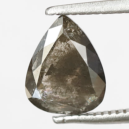1.29 CT Pear Shape Salt and Pepper Loose Diamond, 8.60 x 6.70 mm Natural Gray Black Loose Diamond For Wedding Ring and Jewelry