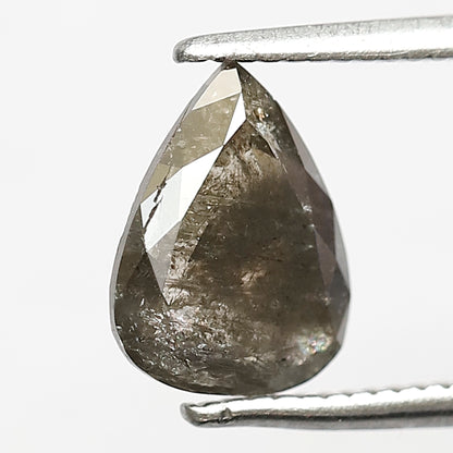 1.29 CT Pear Shape Salt and Pepper Loose Diamond, 8.60 x 6.70 mm Natural Gray Black Loose Diamond For Wedding Ring and Jewelry