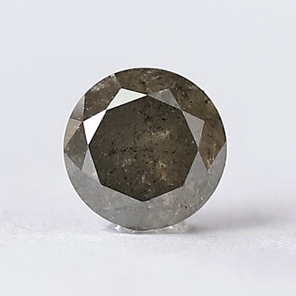 1.09 CT Translucent Round Brilliant cut Diamond, 6.00 x 6.00 mm Natural Gray Black Salt and Pepper Diamond For Proposal Ring