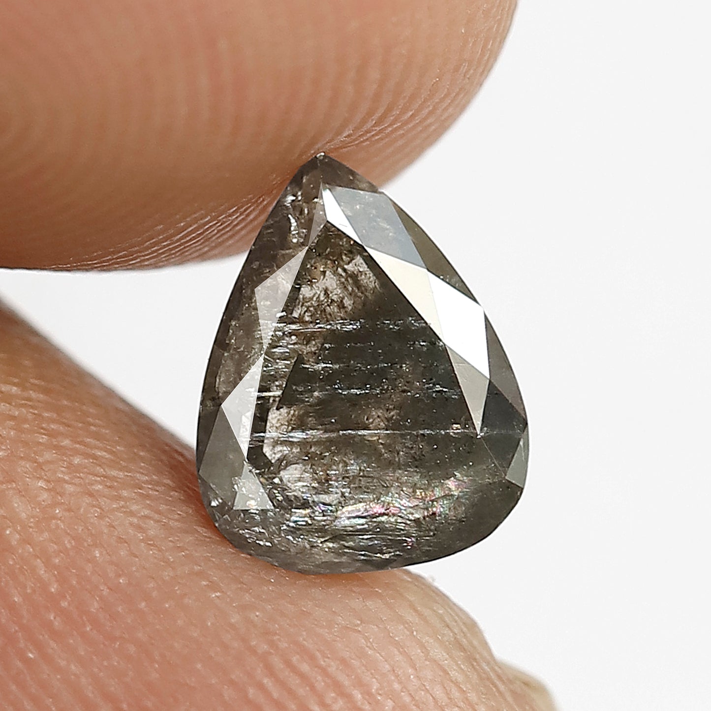 1.29 CT Pear Shape Salt and Pepper Loose Diamond, 8.60 x 6.70 mm Natural Gray Black Loose Diamond For Wedding Ring and Jewelry