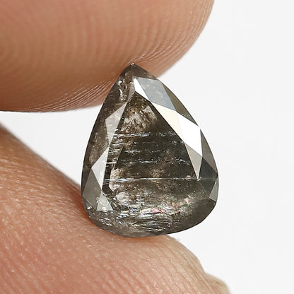 1.29 CT Pear Shape Salt and Pepper Loose Diamond, 8.60 x 6.70 mm Natural Gray Black Loose Diamond For Wedding Ring and Jewelry