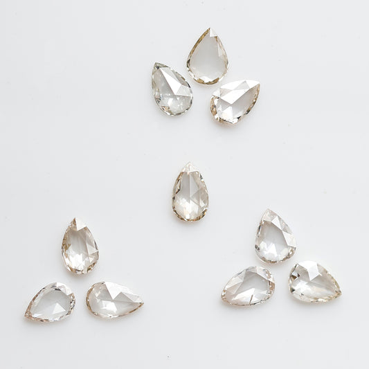 Pear Rose Cut Diamond Lot 1.01 Ct, Off White Natural Loose Diamonds, 4.5 mm for Engagement or Anniversary Ring