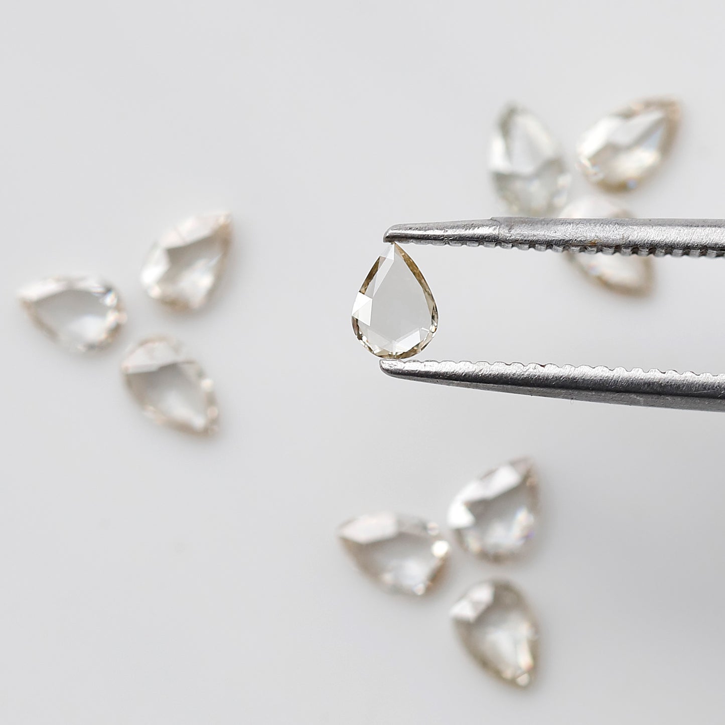 Pear Rose Cut Diamond Lot 1.01 Ct, Off White Natural Loose Diamonds, 4.5 mm for Engagement or Anniversary Ring