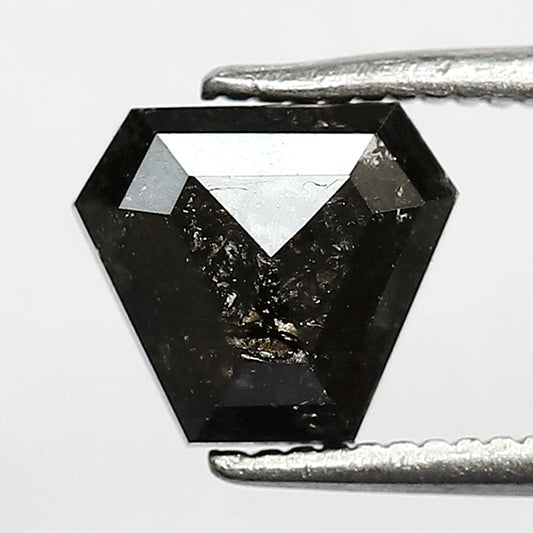 1.14 CT Geometric cut Salt and Pepper Diamond, 6.50 mm Natural Gray Black Loose Earth Mined Diamond