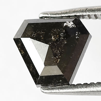 1.14 CT Geometric cut Salt and Pepper Diamond, 6.50 mm Natural Gray Black Loose Earth Mined Diamond