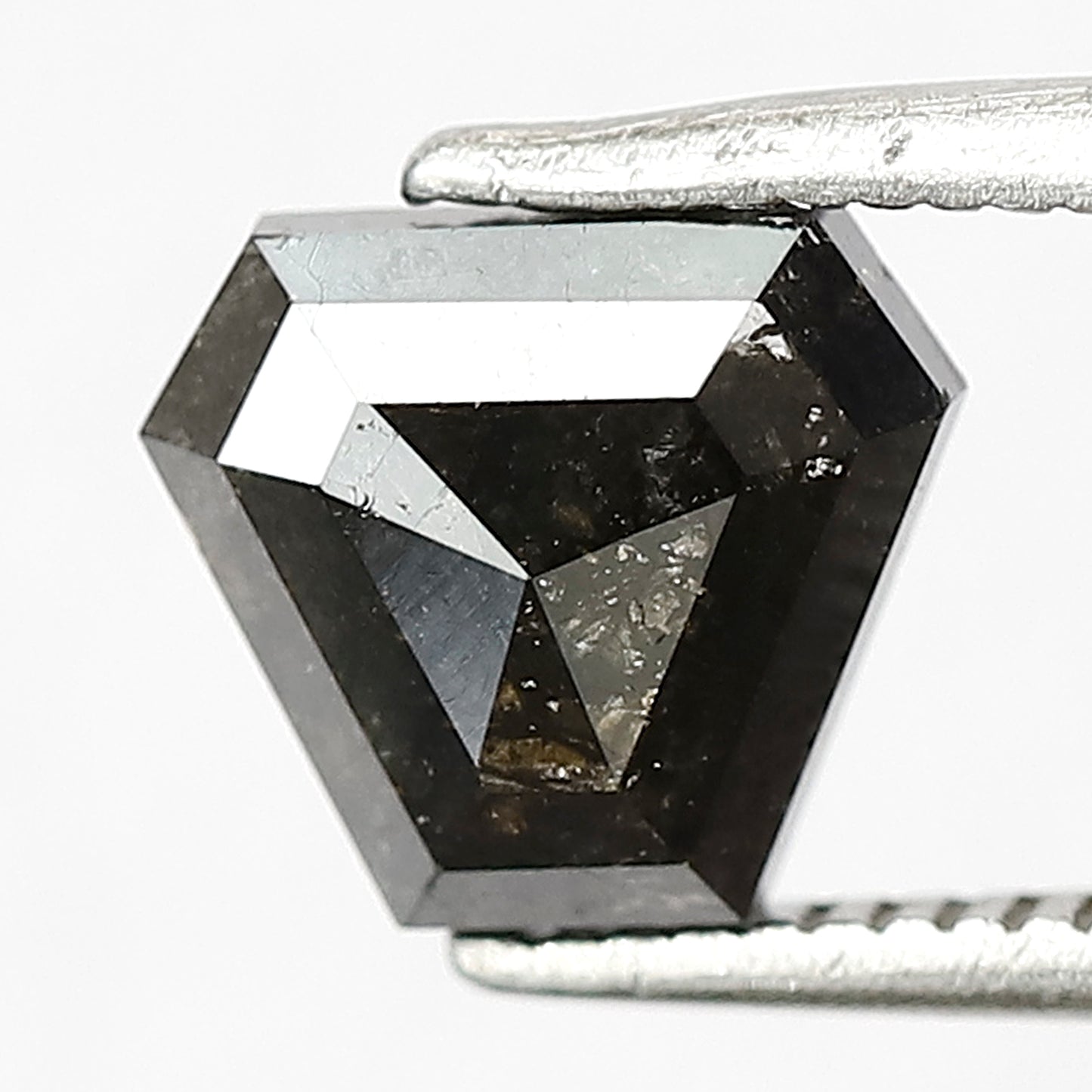 1.14 CT Geometric cut Salt and Pepper Diamond, 6.50 mm Natural Gray Black Loose Earth Mined Diamond