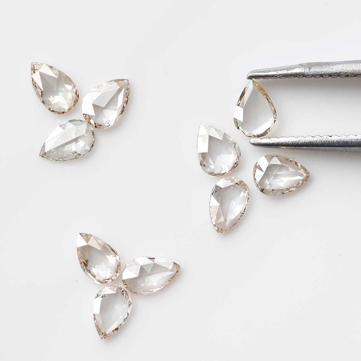 Pear Rose Cut Diamond Lot 1.01 Ct, Off White Natural Loose Diamonds, 4.5 mm for Engagement or Anniversary Ring