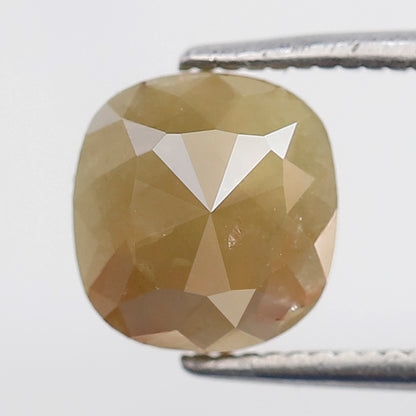 1.55 Ct Cushion Shape Diamond 7 MM Salt and Pepper Rustic Diamond Natural Loose Rustic Yellow Color Diamond