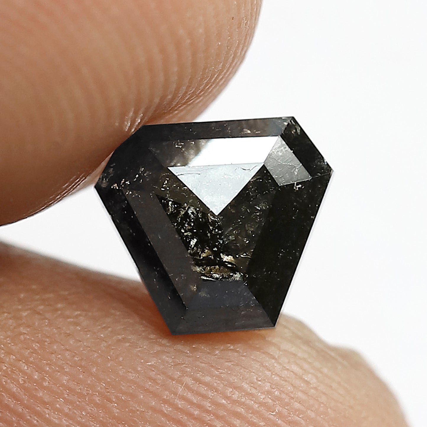 1.14 CT Geometric cut Salt and Pepper Diamond, 6.50 mm Natural Gray Black Loose Earth Mined Diamond