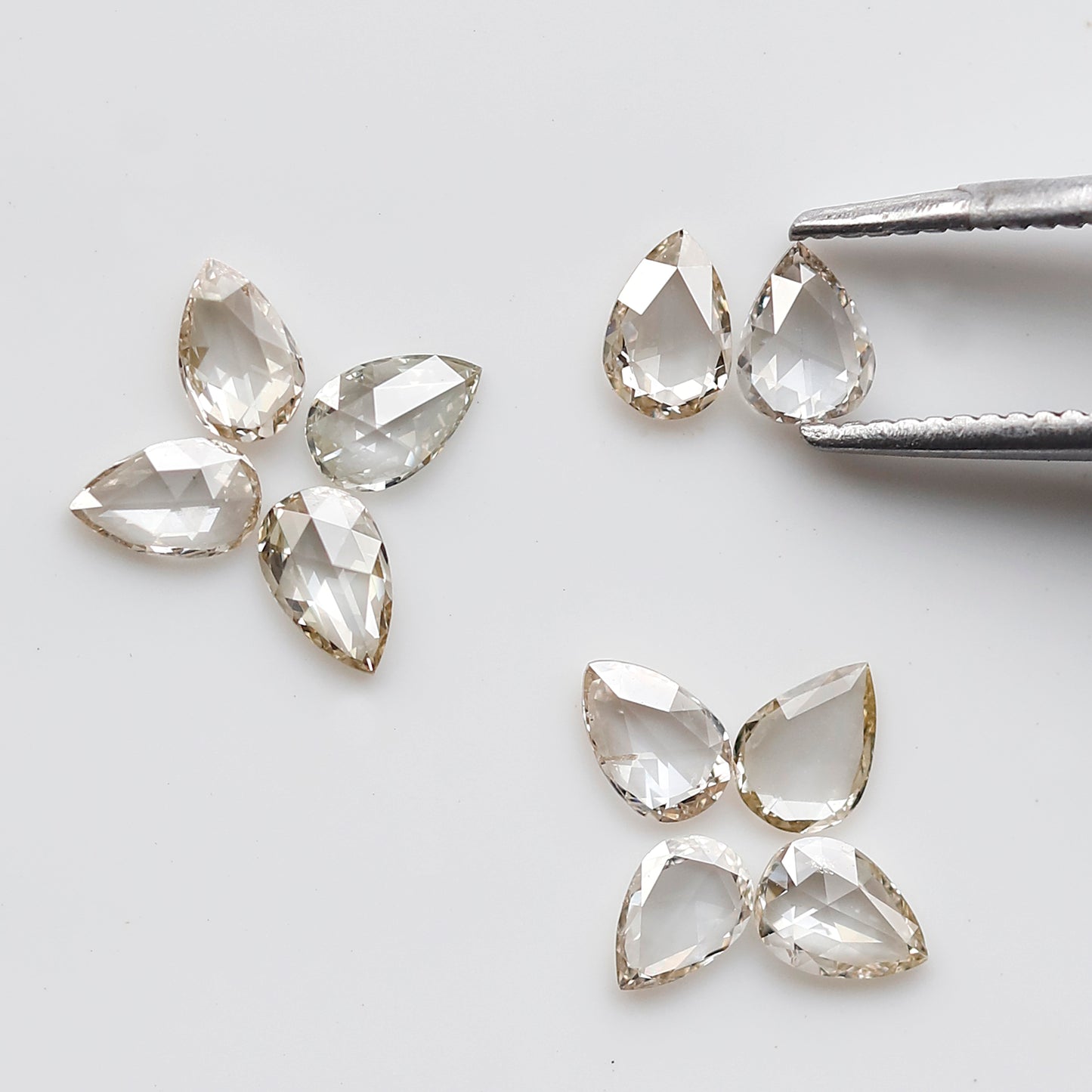 Pear Rose Cut Diamond Lot 1.01 Ct, Off White Natural Loose Diamonds, 4.5 mm for Engagement or Anniversary Ring