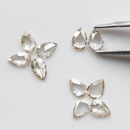 Pear Rose Cut Diamond Lot 1.01 Ct, Off White Natural Loose Diamonds, 4.5 mm for Engagement or Anniversary Ring