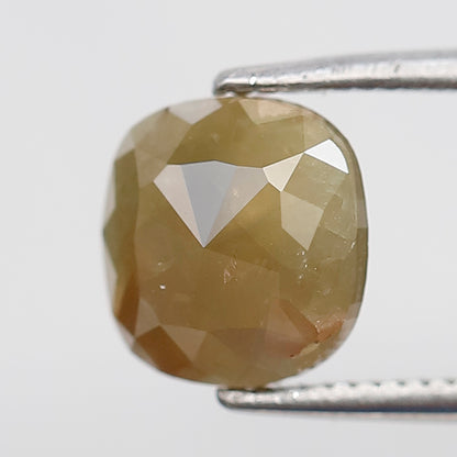 1.55 Ct Cushion Shape Diamond 7 MM Salt and Pepper Rustic Diamond Natural Loose Rustic Yellow Color Diamond