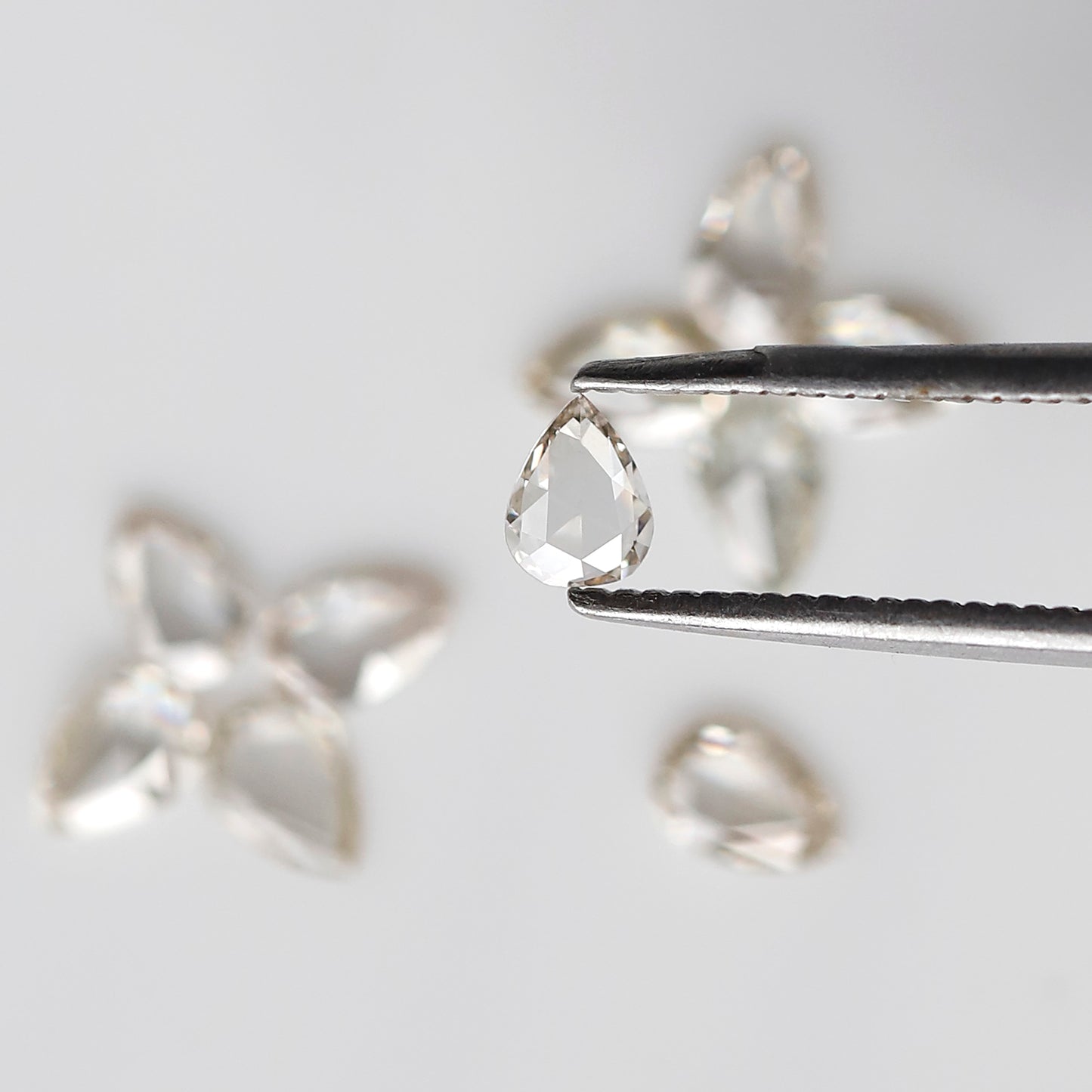 Pear Rose Cut Diamond Lot 1.01 Ct, Off White Natural Loose Diamonds, 4.5 mm for Engagement or Anniversary Ring