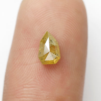 0.80 CT 6 MM, Natural Loose Diamond, Fancy Yellow color shield Shape Faceted Polished Diamond