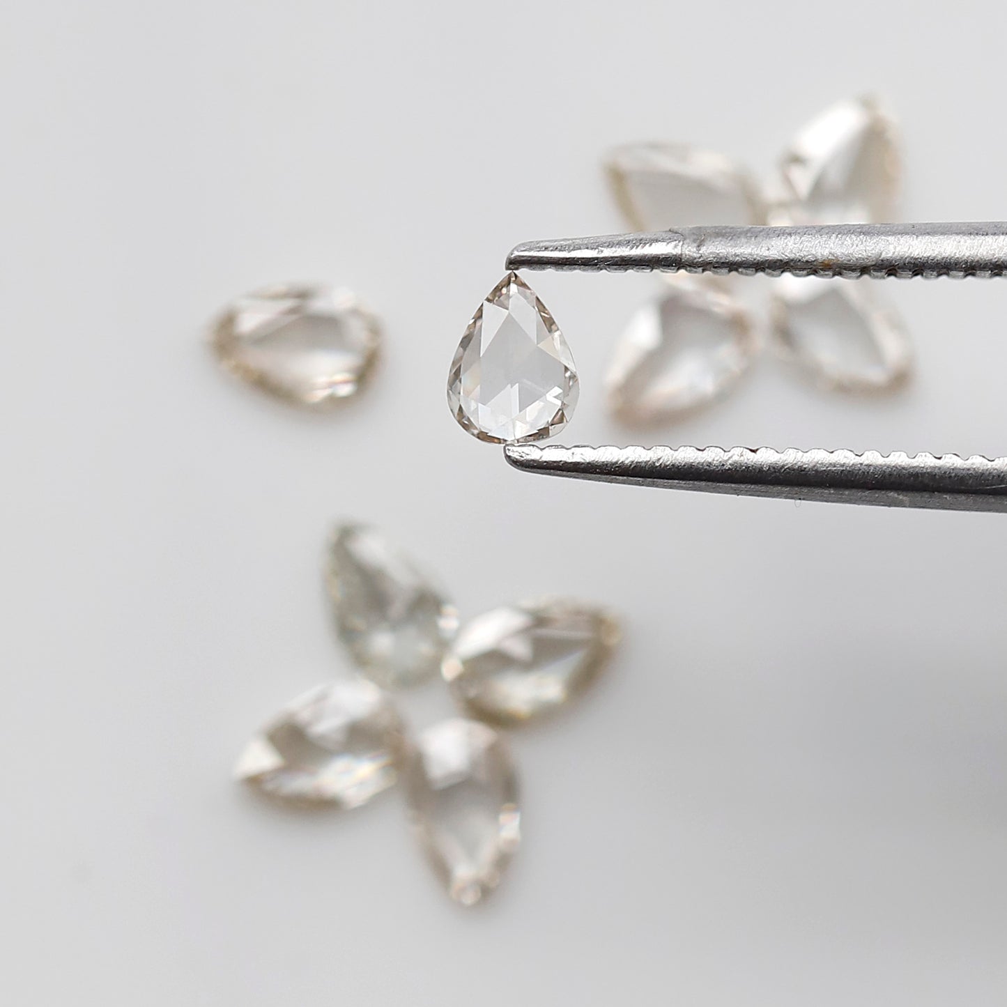 Pear Rose Cut Diamond Lot 1.01 Ct, Off White Natural Loose Diamonds, 4.5 mm for Engagement or Anniversary Ring