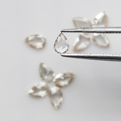 Pear Rose Cut Diamond Lot 1.01 Ct, Off White Natural Loose Diamonds, 4.5 mm for Engagement or Anniversary Ring
