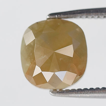 1.55 Ct Cushion Shape Diamond 7 MM Salt and Pepper Rustic Diamond Natural Loose Rustic Yellow Color Diamond