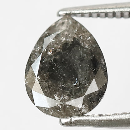 Natural 1.36 CT Gray Black Pear Cut Diamond, Loose Salt and Pepper Earth Mined Diamond for Jewelry