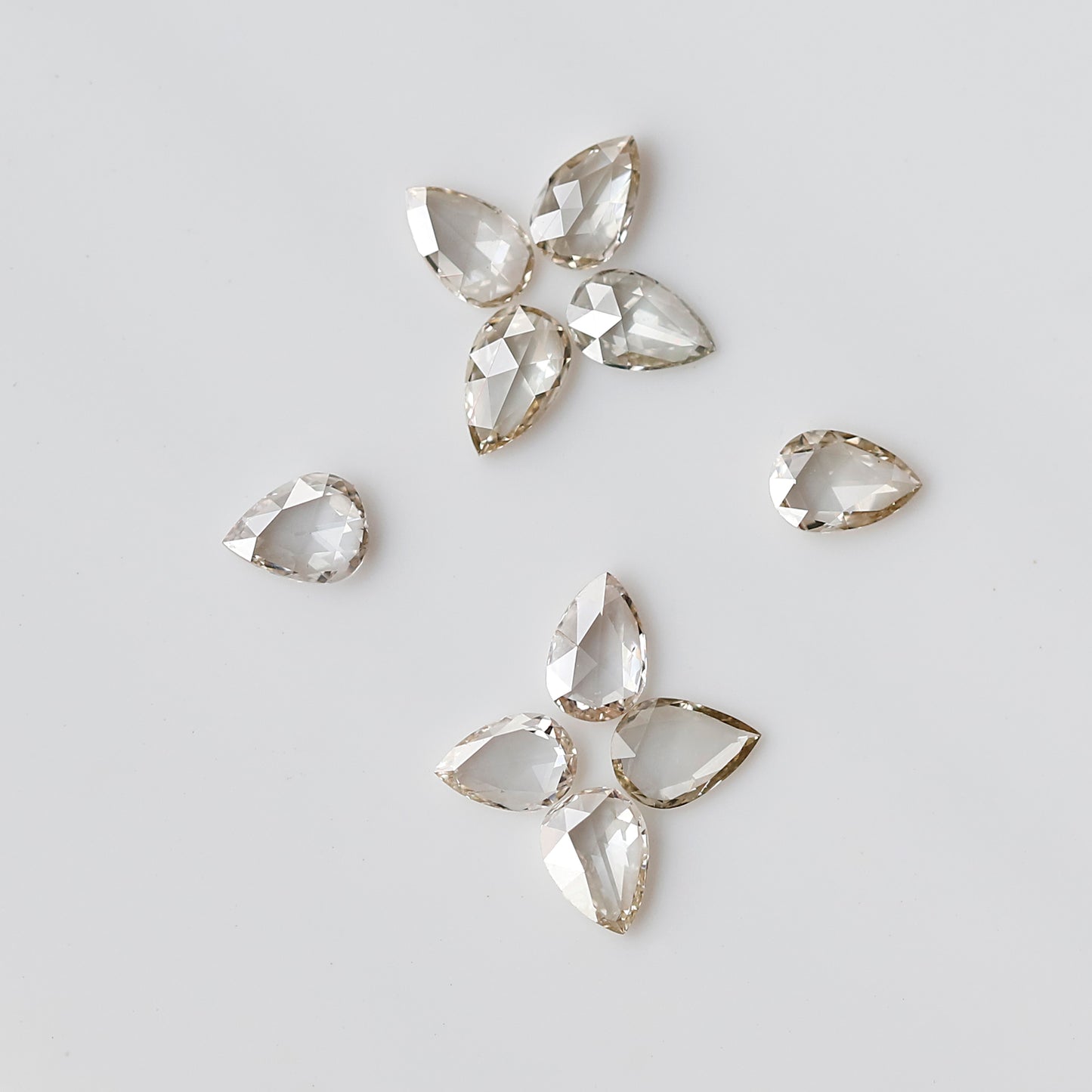 Pear Rose Cut Diamond Lot 1.01 Ct, Off White Natural Loose Diamonds, 4.5 mm for Engagement or Anniversary Ring