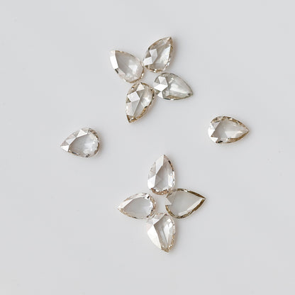 Pear Rose Cut Diamond Lot 1.01 Ct, Off White Natural Loose Diamonds, 4.5 mm for Engagement or Anniversary Ring