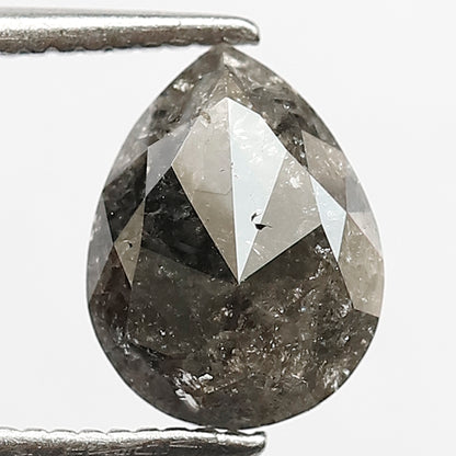 Natural 1.36 CT Gray Black Pear Cut Diamond, Loose Salt and Pepper Earth Mined Diamond for Jewelry