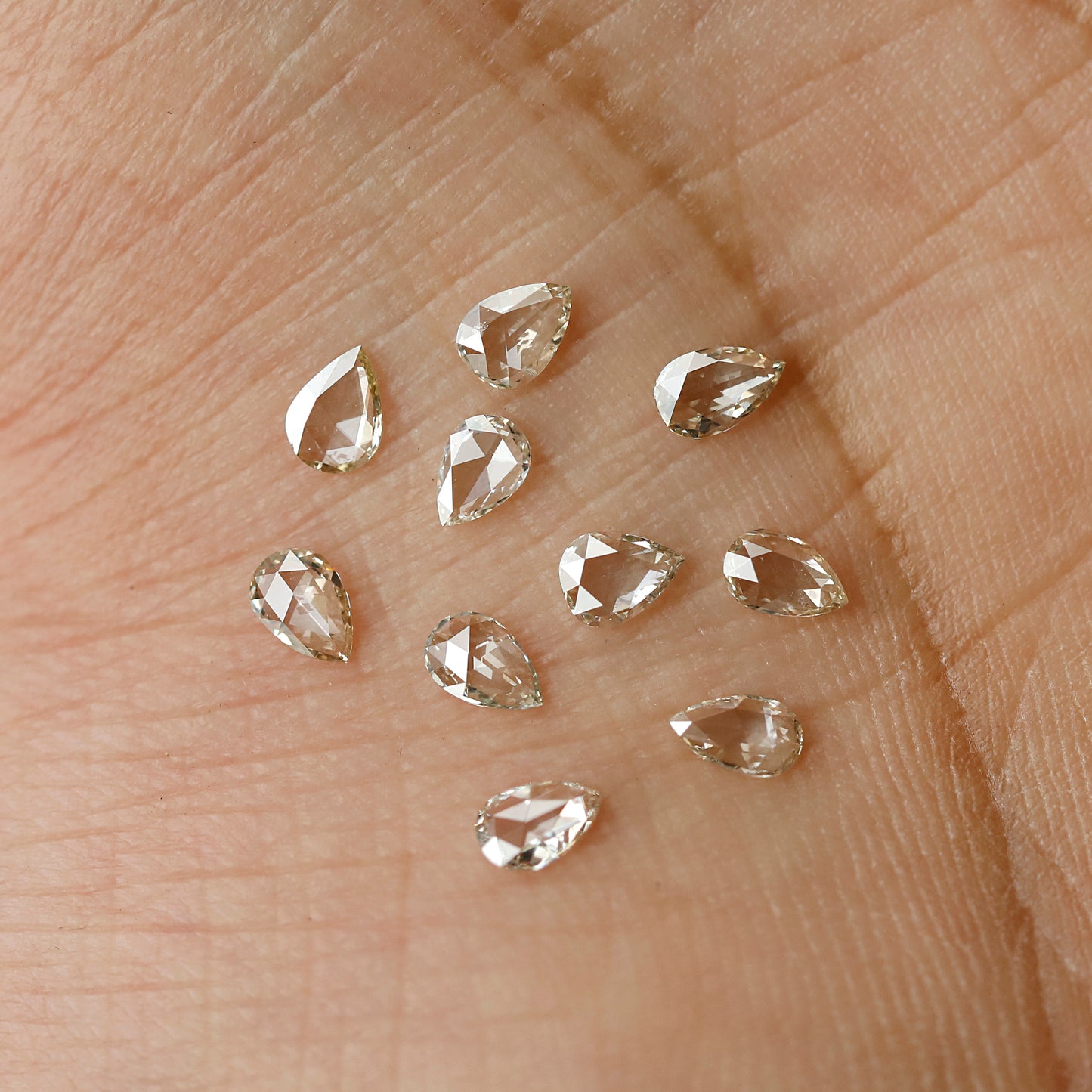 Pear Rose Cut Diamond Lot 1.01 Ct, Off White Natural Loose Diamonds, 4.5 mm for Engagement or Anniversary Ring