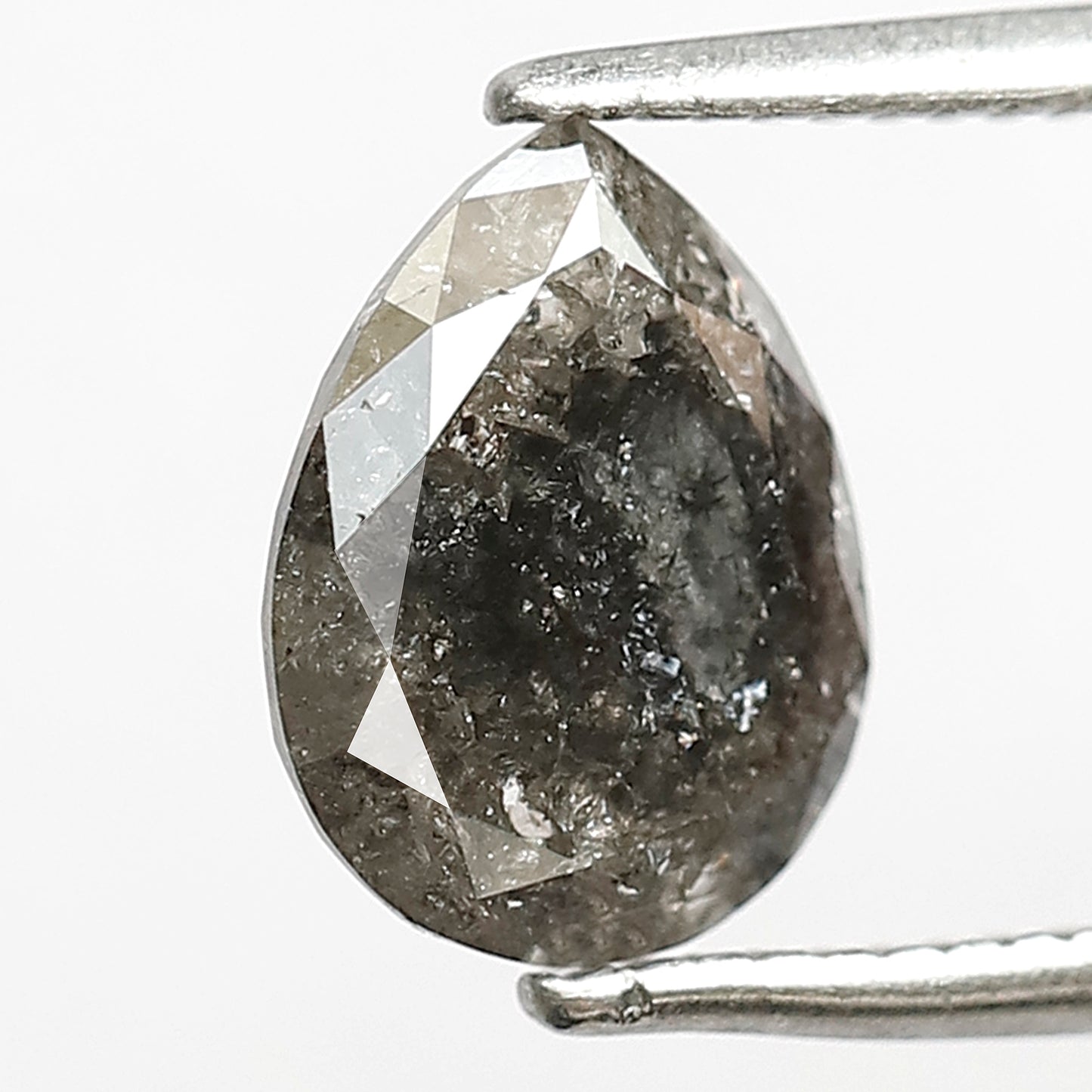 Natural 1.36 CT Gray Black Pear Cut Diamond, Loose Salt and Pepper Earth Mined Diamond for Jewelry