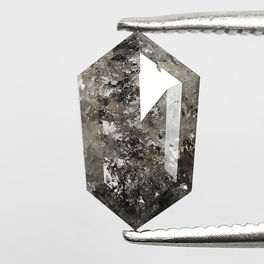 1.38 CT Grey Black Natural Loose Diamond Geometric Shape 10 MM Salt and Pepper Unique Diamond For Making Vintage Design Jewelry