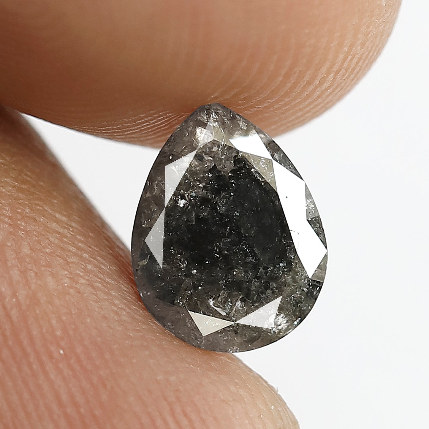 Natural 1.36 CT Gray Black Pear Cut Diamond, Loose Salt and Pepper Earth Mined Diamond for Jewelry