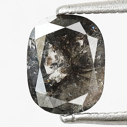 1.16 CT Cushion cut Loose Natural Diamond, 7.50 mm Gray Black Conflict Free Salt and Pepper Diamond