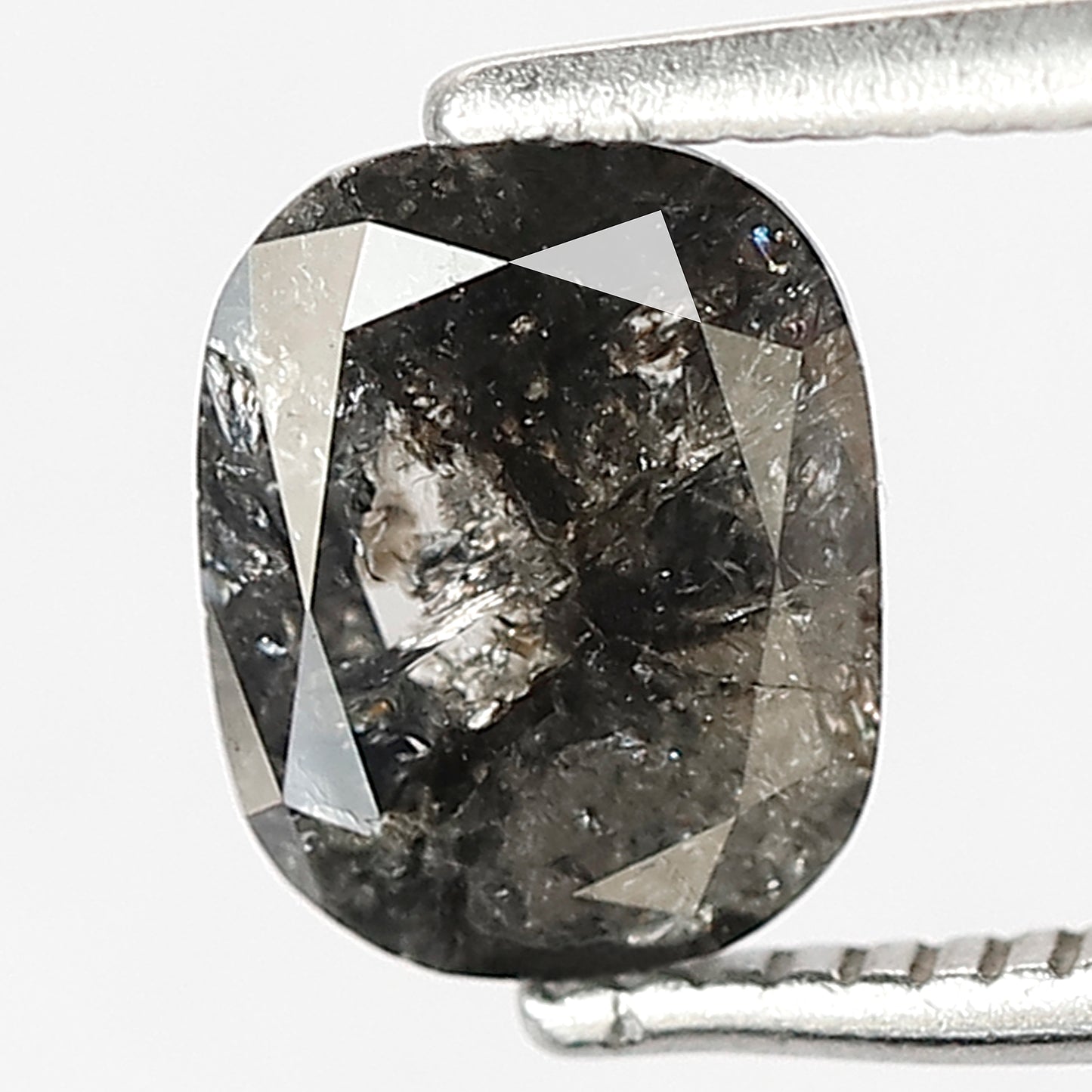 1.16 CT Cushion cut Loose Natural Diamond, 7.50 mm Gray Black Conflict Free Salt and Pepper Diamond