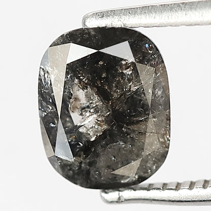 1.16 CT Cushion cut Loose Natural Diamond, 7.50 mm Gray Black Conflict Free Salt and Pepper Diamond