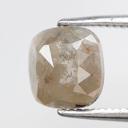 7 MM 1.41 Ct Cushion Shape grey Color Salt and Pepper Natural Loose Rustic Diamond